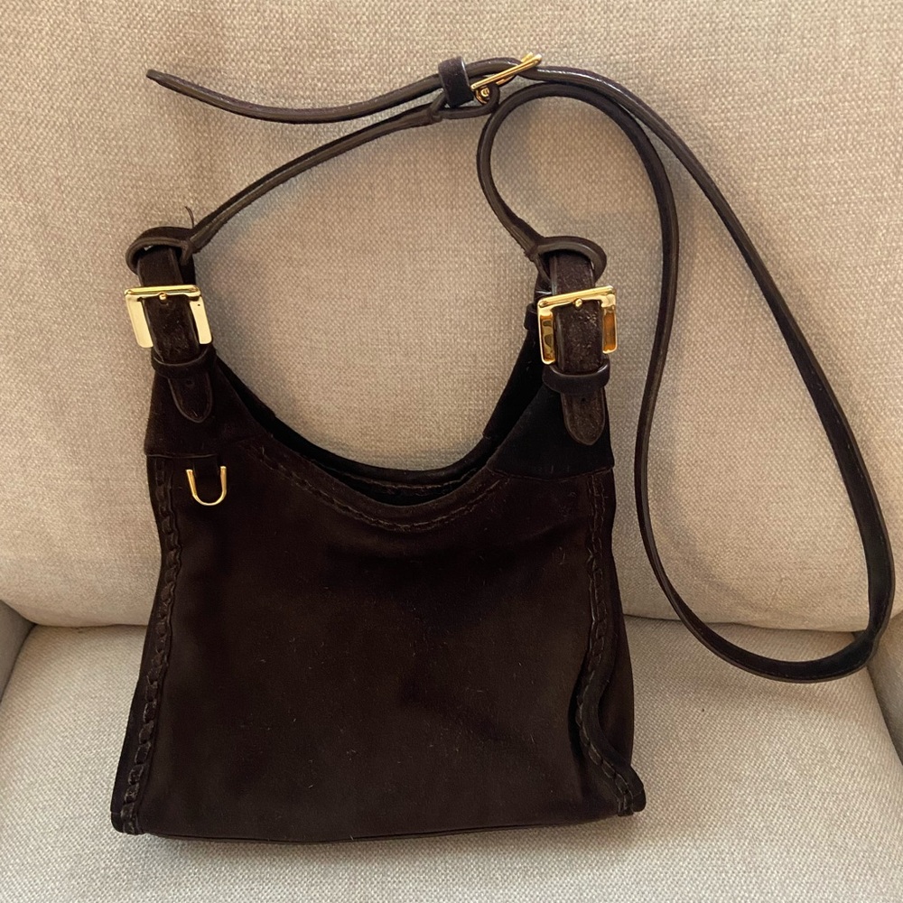 Ralph Lauren Chocolate Brown Suede Crossbody Bag